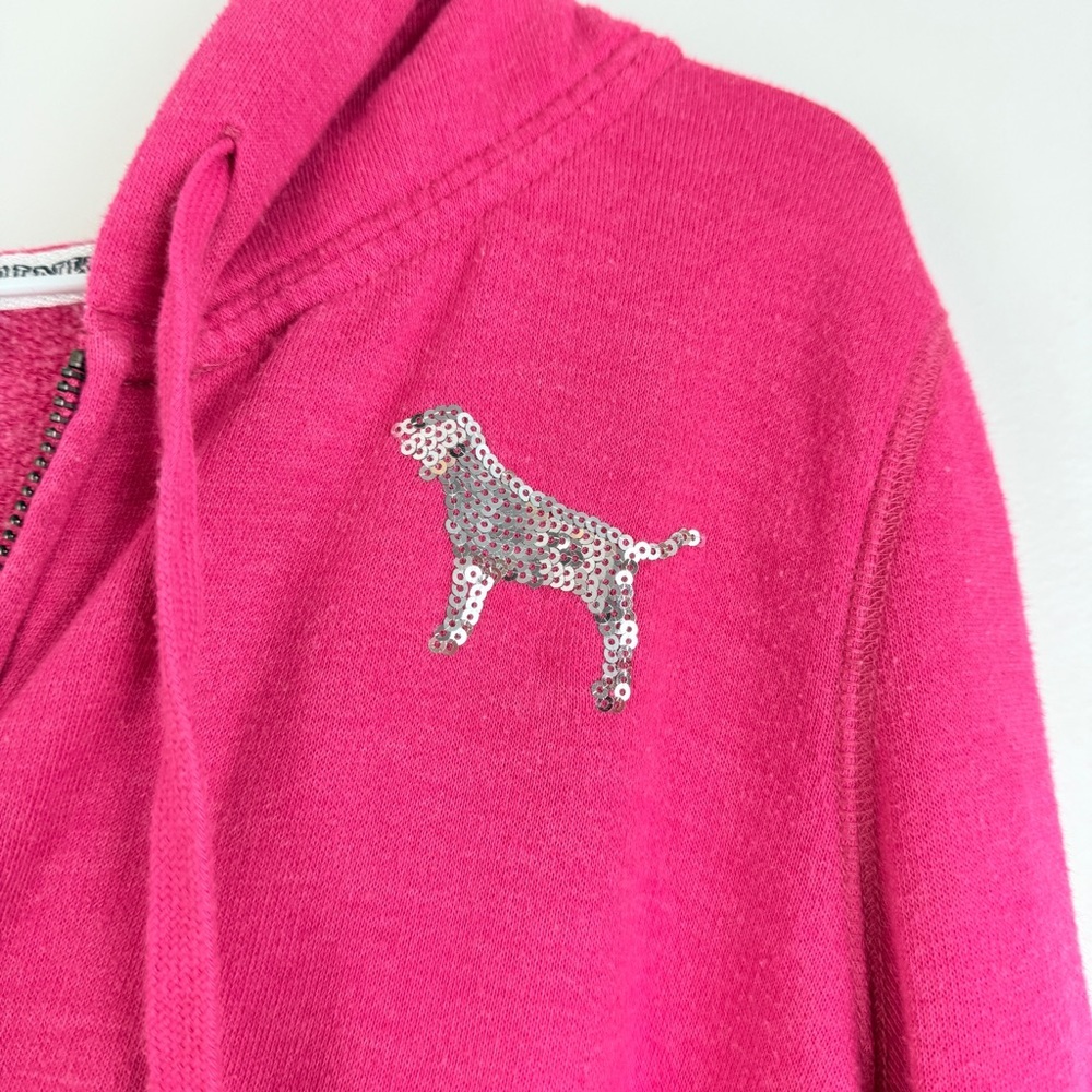 VS Pink Y2K Sequin Zip-Up Hoodie with Dog Logo - Picture 4 of 7